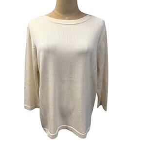 "Coldwater Creek" Silk Blend Cream Sweater SZ 1X Closet Staple Minimalist Mom